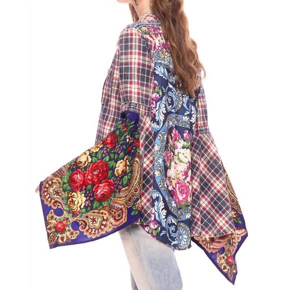 NEW ARATTA statement top in navy plaid - Picture 3 of 3